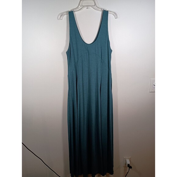 NWT Halara Scoop Neck Split Flowy Maxi Lagenlook Tank Dress Jade Size Large - Picture 5 of 7